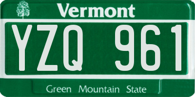 VT license plate YZQ961