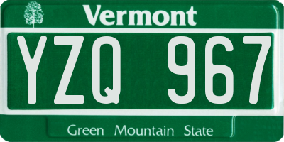 VT license plate YZQ967