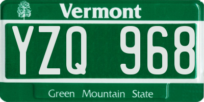 VT license plate YZQ968