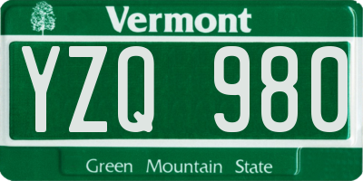 VT license plate YZQ980