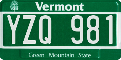 VT license plate YZQ981