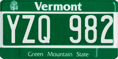VT license plate YZQ982
