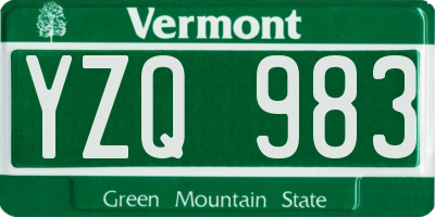 VT license plate YZQ983