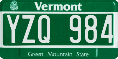VT license plate YZQ984
