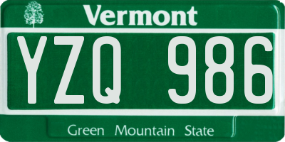 VT license plate YZQ986