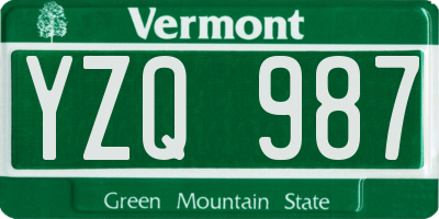 VT license plate YZQ987