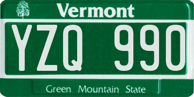 VT license plate YZQ990