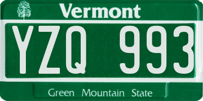 VT license plate YZQ993