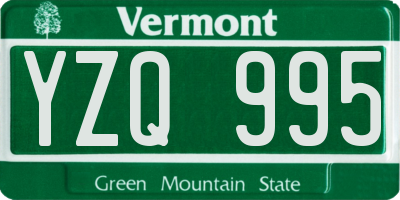 VT license plate YZQ995