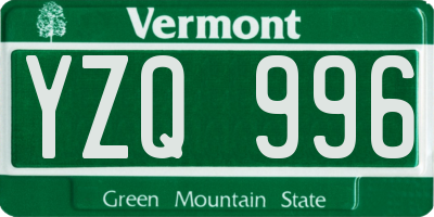 VT license plate YZQ996
