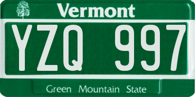 VT license plate YZQ997