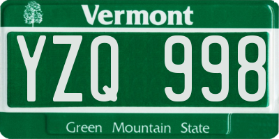 VT license plate YZQ998
