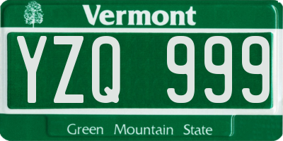 VT license plate YZQ999