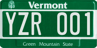 VT license plate YZR001