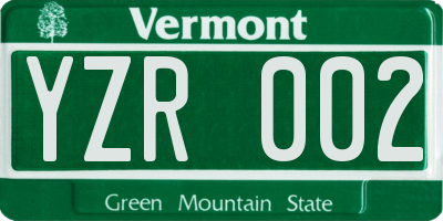 VT license plate YZR002