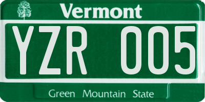 VT license plate YZR005