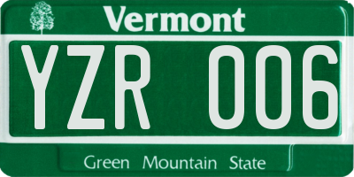 VT license plate YZR006