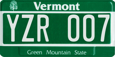 VT license plate YZR007