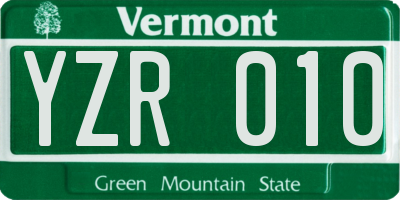 VT license plate YZR010