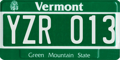 VT license plate YZR013