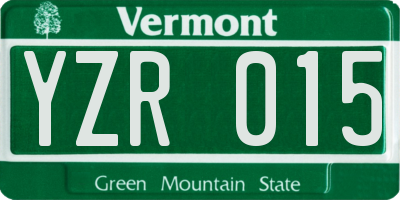 VT license plate YZR015