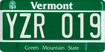 VT license plate YZR019