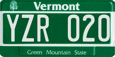 VT license plate YZR020