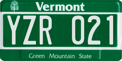 VT license plate YZR021