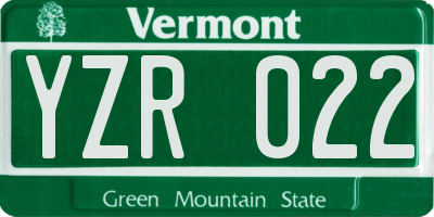 VT license plate YZR022