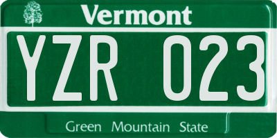 VT license plate YZR023
