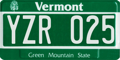 VT license plate YZR025