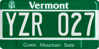 VT license plate YZR027