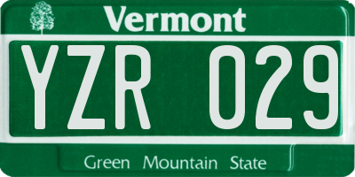 VT license plate YZR029