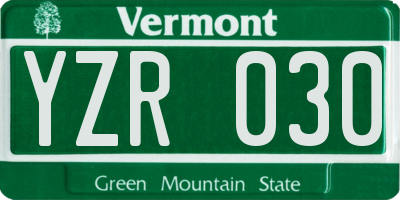 VT license plate YZR030