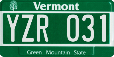 VT license plate YZR031