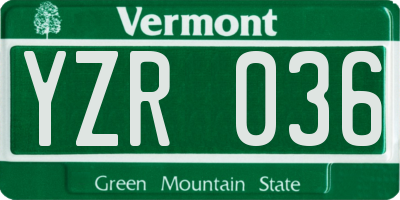 VT license plate YZR036