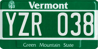 VT license plate YZR038