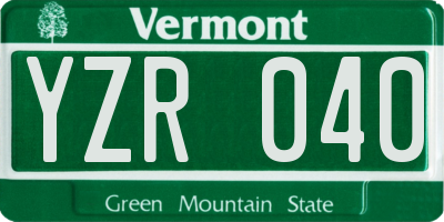 VT license plate YZR040