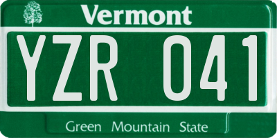 VT license plate YZR041