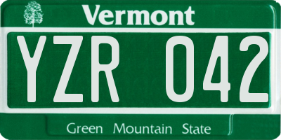 VT license plate YZR042