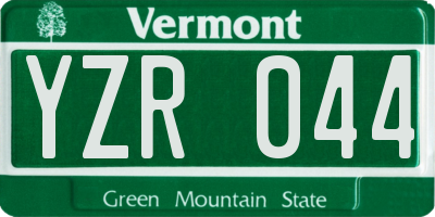 VT license plate YZR044