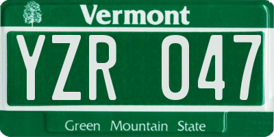 VT license plate YZR047