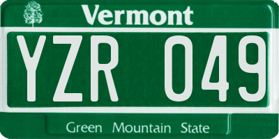 VT license plate YZR049