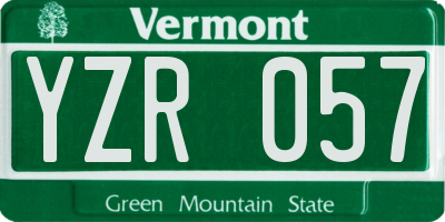 VT license plate YZR057