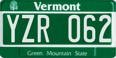 VT license plate YZR062