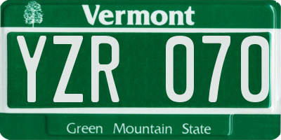 VT license plate YZR070