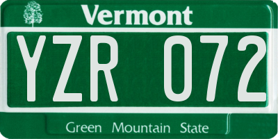 VT license plate YZR072