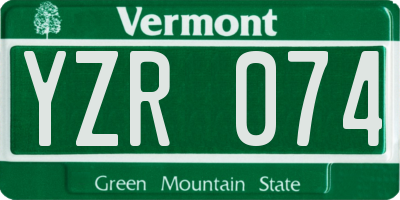 VT license plate YZR074