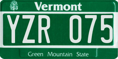 VT license plate YZR075