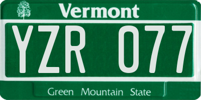 VT license plate YZR077